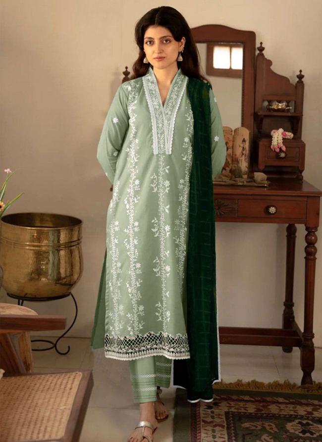 Georgette Mint Traditional Wear Embroidery Work Readymade Pakistani Suit